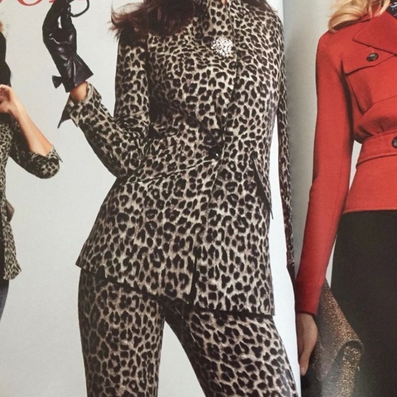 CAbi jungle grey and black leopard print blazer & pants set size 4 - Picture 4 of 12